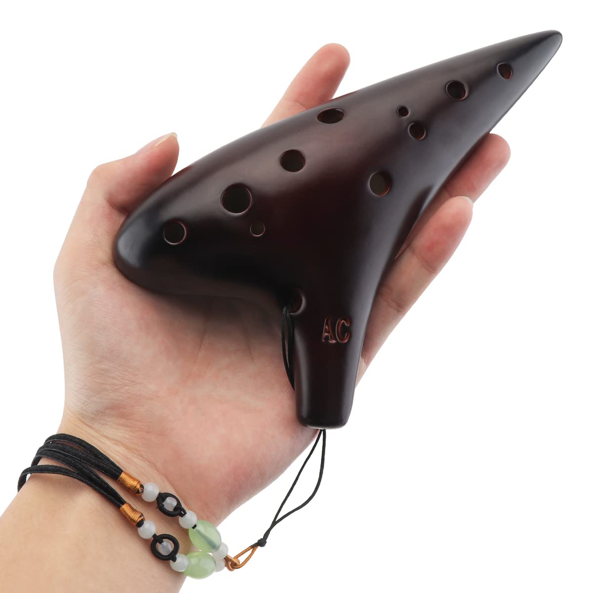 Alto ToneC Ocarina - Flauto in ceramica, 12 fori, per strumenti musicali professionali affumicati