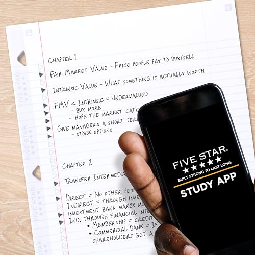 image for Five Star Loose Leaf Paper + Study App, College Ruled Filler Notebook 