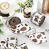 JarThenaAMCS Highland Cow Wired Edge Ribbon Cow Print Craft Ribbon White Brown Fabric Ribbon for Wreath Bow Making DIY Crafts Wrapping Party Decor Supplies, 2 Rolls, 20 Yard #3
