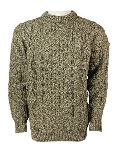 Biddy Murphy Kerry Woollen Mills Aran Sweater Oatmeal 100% Wool Irish MadeUnisex Medium