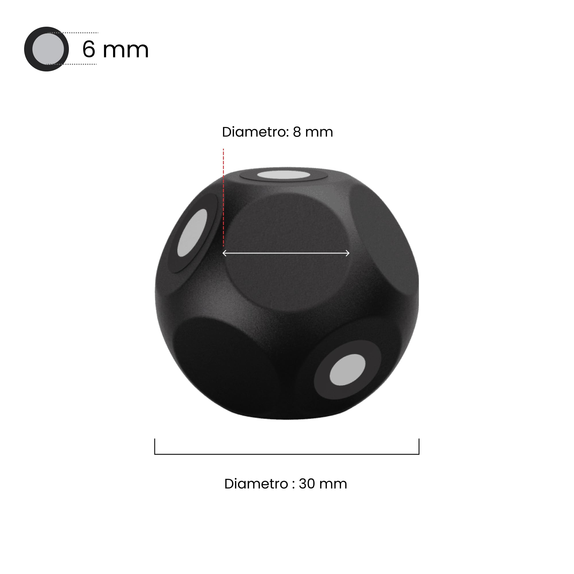 Revopoint Kit di Markers a Sfera Magnetici da 6 Pezzi per la Scansione 3D, Punti di Riferimento 3D per Prevenire la Perdita di Tracciatura e Migliorare la Precisione del Risultato
