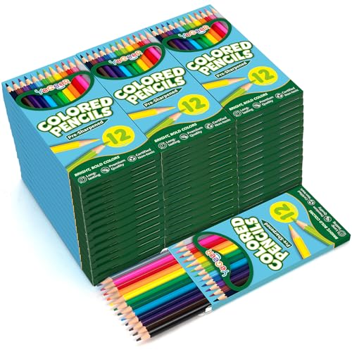 YEGEER 528 Count Colored Pencils Bulk 12 Assorted Colors 44 Packs Pre-sharpened Coloring Pencils Set for Kids and Adult Teachers Essential Classroom Prizes Back to School Supplies (528)