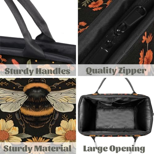 Bee Flowers Pretty Small Overnight Weekender Tote Bag for Women Men Foldable Travel Duffel Bags Lightweight Sports Gym Bag Waterproof Carry On Luggage Weekender Bag for Traveling Gifts4