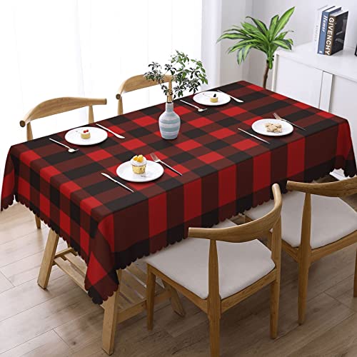 Nappe rectangulaire à carreaux rouge et noir 137x183 cm en polyester - 3