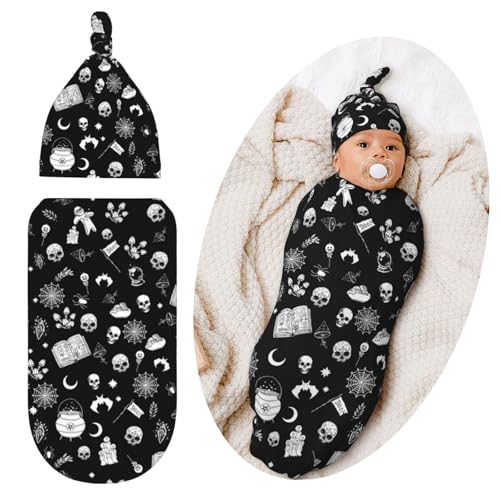 Image of Jarverce Gothic Swaddling Blanket for Baby, Soft Sleeping Bag Sack for Newborn Goth Baby Stuff