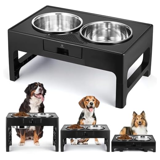 Lapensa Elevated Dog Bowls, Stainless Steel Raised Dog Deep Bowl with Adjustable Stand, Double Dog Food and Water Bowl for Medium Large Dogs, 3 Heights 3.9”, 7.8”, 11.8”