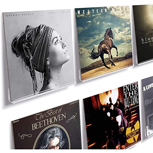 Shangji Acrylic Record Shelf Wall Mount ,Invisible Floating Wall Ledge Bookshelf,U Modern Picture Ledge,Book Display Shelves Wall Mounted (12 Inch 6Pack Clear) #TOP2