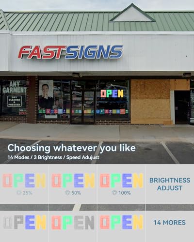 Image of 50 inchx17 inch Large LED Open Sign with Remote and Bluetooth App, Super Bright Open Signs for Business, Dimmable Big Open Sign for Storefront Window Bar Salon Cafes Retail Shops Red Green Blue Yellow