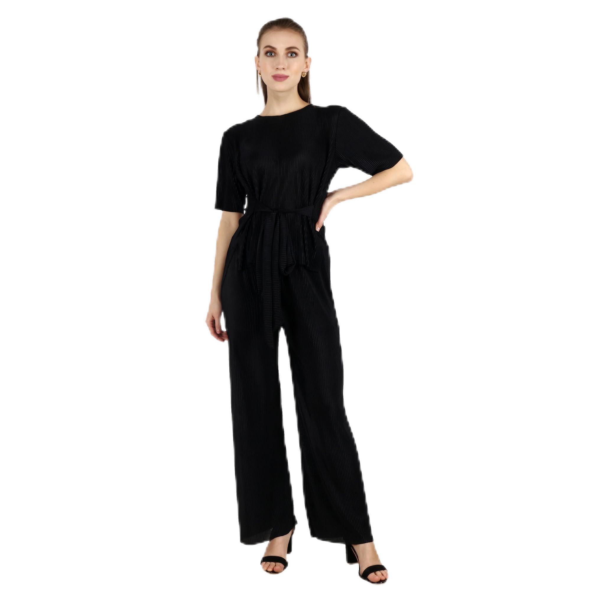 popwings Casual Solid Wrinkle Co-ord Set for Women Stylish Western Co-Ord Set for Women | Co-ord Set for Summer | Top and Palazzo Set for Women-picture-32