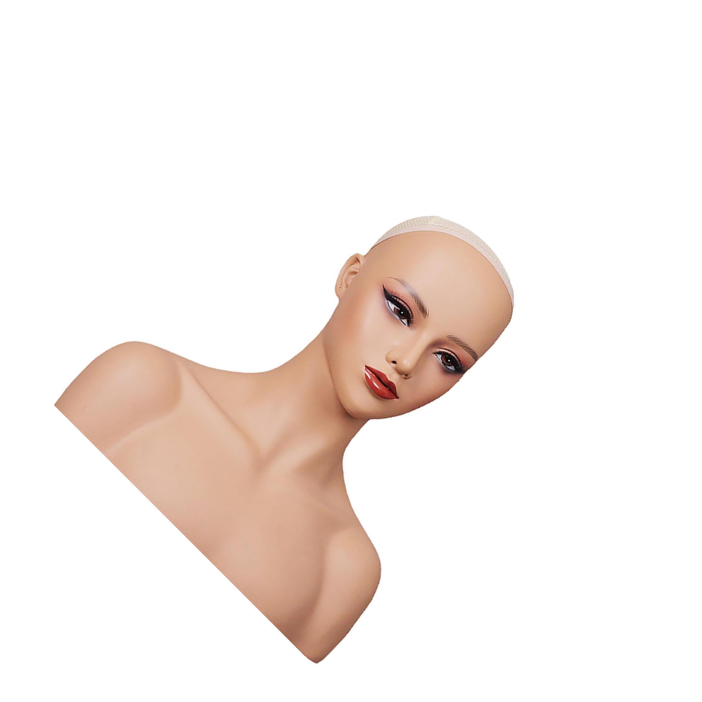 YIXANNX Bald Mannequin Head Model With Shoulders Hairpieces Styling