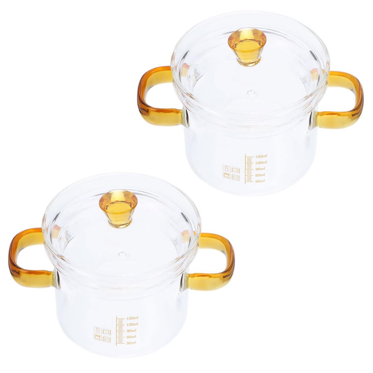 Casserole en verre 150ml lot de 2 avec double poignée pour cuisson