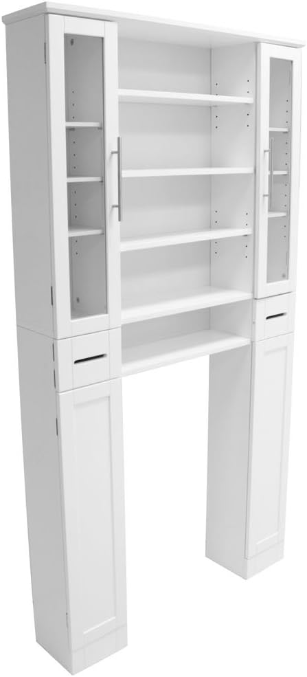 Bathroom Credenza, Elegance Series, 36 by 8 by 67-3/8-Inch, White