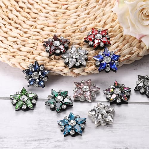 image for uxcell Handmade Star Beaded Patches, 10Pcs Glass Crystal Rhinestone Ap