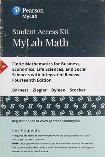 Finite Mathematics for Business, Economics, Life Sciences, and Social Sciences, with Integrated Review -- MyLab Math with Pearson eText Access Code