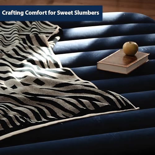 Image of HACER Inflatable Air Bed Portable Mattress Quick Inflation /Deflation Blow Up Double Beds for Home Camping Travel (Dark Blue)