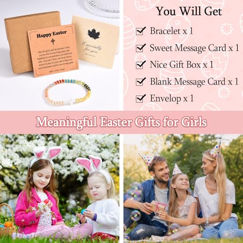 Image of Easter Gifts for Girls- Christian Cross Bracelet Religious Decorations Jewelry Gifts Easter Egg Stuffers for Kids Goddaughter Daughter Granddaughter