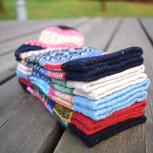 Yzkke 5Pack Womens Vintage Winter Soft Warm Thick Cold Knit Wool Crew Socks, Multicolor, Free Size #TOP3
