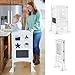 Guidecraft Classic Kitchen Helper Stool - White W/Keeper and Non-Slip Mat: Foldable, Adjustable Height Safety Cooking Stool for Toddlers with Chalkboard and Whiteboard Message Boards