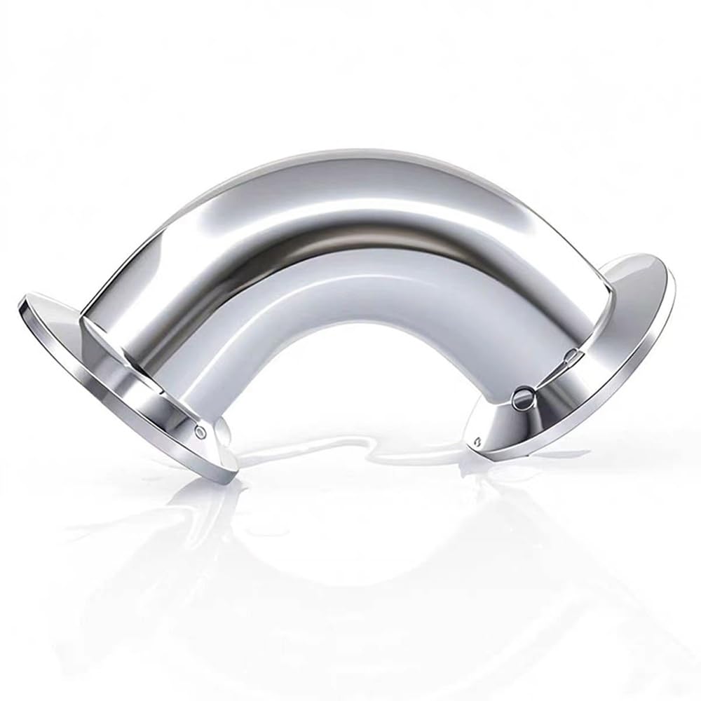 Raccord de Tuyau Coudé 90° à Collier Tri en Acier Inoxydable SS316 (ID 19-108mm, Ferrule OD 50.5-119mm) Poli Miroir Sanitaire pour Brassage Maison & Industrie - 1 Pièce(57mm Ferrule 77.5)