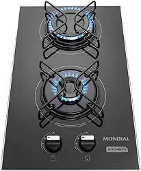 Cooktop a Gás, 2 Bocas, Mondial, Preto/Inox, Bivolt - CTG-04