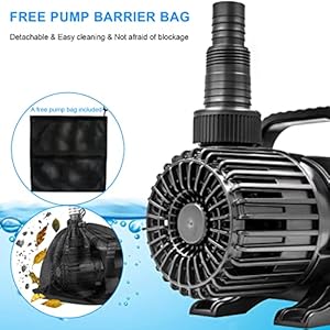 Outdoor 1800Gph 100W 328FT Small Pond Water fall Kio Fish Fountain s Garden Pump Submersible IPX8 Long 328FT Cord Smart er Quieter Duck Yard Patio Ponds Pumps 1 Barrier Pump Bag