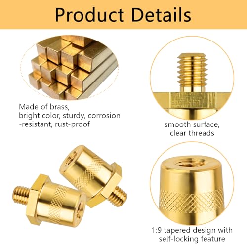 Messing Batteriepol Adapter Set, M8 Gewinde-Anschlüsse, robust und korrosionsbeständig, Schnellmontage Batterieklemmen mit rutschfestem Oberflächengitter, für Lithium-Autobatterien (1 Paar)