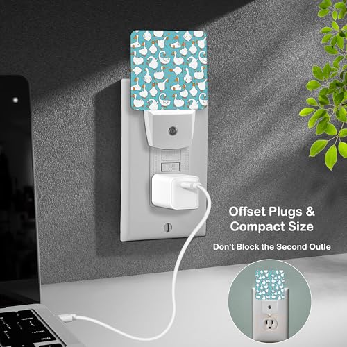 Image of LED Night Light Lamp with Smart Sensor Dusk to Dawn Sensor,Cartoon Funny Goose Night Light Daylight White,0.5W Plug-into Wall for Adults,Bedroom,Bathroom,Hallway,Kitchen
