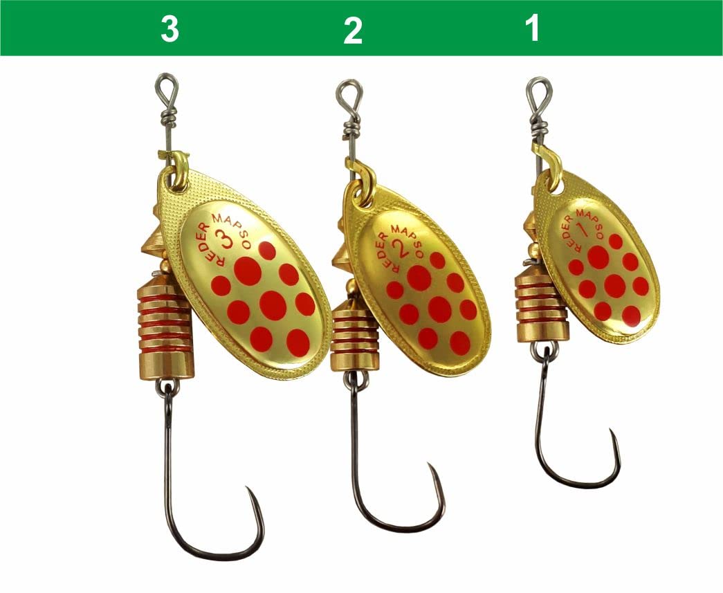 Mapso Orion-2 Set 5 Spinning | Cucchiaini Da Pesca 4,5 Grammi 56mm | Rosso Argento Per Correnti Veloci