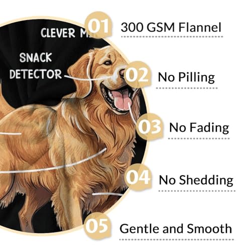 Golden Retriever Blanket - 50x60 Inches Size for Teen - Soft Fluffy Throw for Living Room Decorative - Black Novelty Fuzzy Gifts