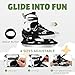 LEVYTEMP Adjustable ice Skates for Kids Boys Girls, 4 Size Triple Protection Beginner Figure Blades with Ankle Support for Outdoor and Rink,White