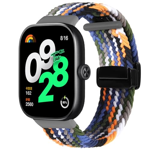 KUTEWEU Braided Strap for Xiaomi Redmi Watch 4 for Men Women Nylon Sport Elastic Sport Loop Band with Magnetic Clasp for Xiaomi Redmi Watch 4