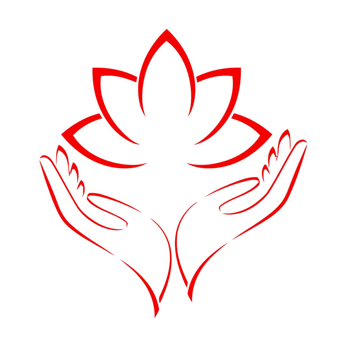 Engraving Stickers Lotus Flower Hands Opened Palms Meditation 54x57.5cm Easy Installation Large red