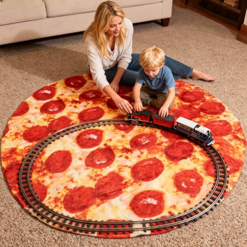 Image of 85in Pepperoni Pizza Blanket White Elephant Gifts for Adults Useful Sausage Throw Blankets Women Men Party Cool Stuff Novelty Gag Soft Fleece Wrap