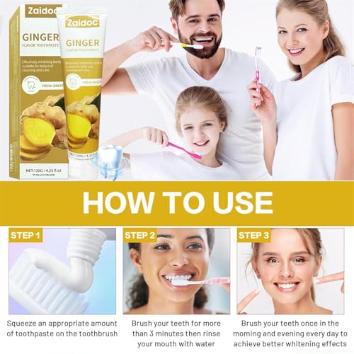 Image of 2-Pack Ginger Flavor Toothpaste, Natural Surface Stain Care, Stains & Refreshes Breath, Enamel Formula with Fluoride-Free Cleansing, 4.23 oz*2