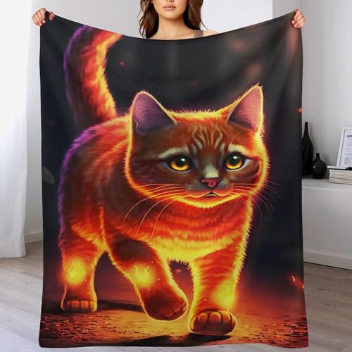 Couvre-lit chat en flannel contre le froid sur le canapé de salon
