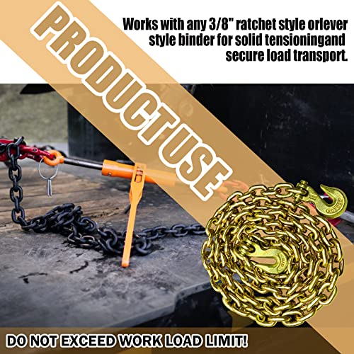 BEAMNOVA 3/8" Tow Chains 20ft - Grade 80 Heavy Duty With Grab