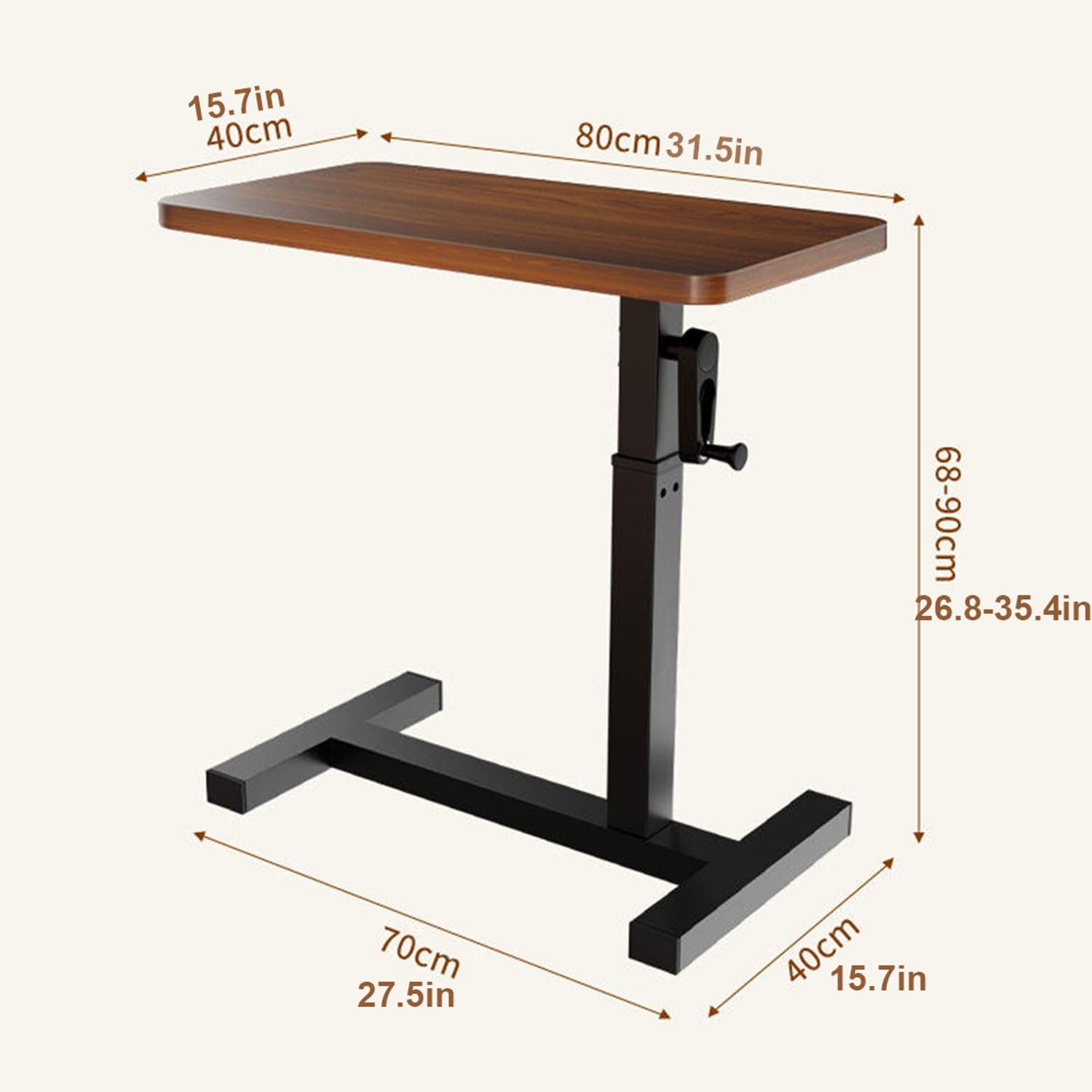 Altura Ajustable Mesa auxiliares Cama sofá,Mesa Ordenador portatil pequeña con Ruedas,Mesa for Comer en Dormitorio camao,para Salón Sofá Oficina Mesa de Comer Médica Hospital(60 * 40CM/24 * 16IN)