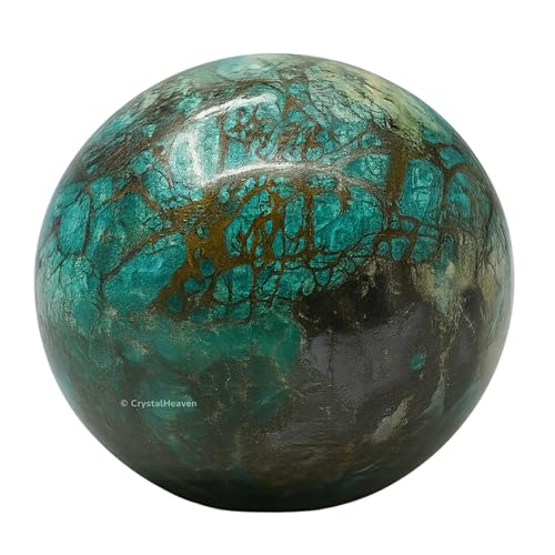 Image of Certified Chrysocolla Crystal Ball for Meditation - Premium Crystal Vastu Items for Home and Feng Shui Items for Good Luck - Ideal for Pooja Supplies and Spiritual Practices (1.5 inch Inch)