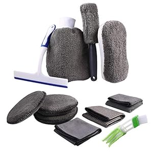 Atuten Car Cleaning Kit,Microvezel Autoreinigingsset, 11-Delige set Met Autowashandje, Motorfiets Reinigingsdoekje, Vocht-Pad Spons, Velgenborstel, Autoborstel Zuigmond
