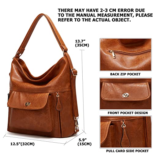 Image of myfriday Vintage Leather Fashion Backpack Purse for Women Large Capacity Convertible Backpack Travel Daily Daypack (Brown)