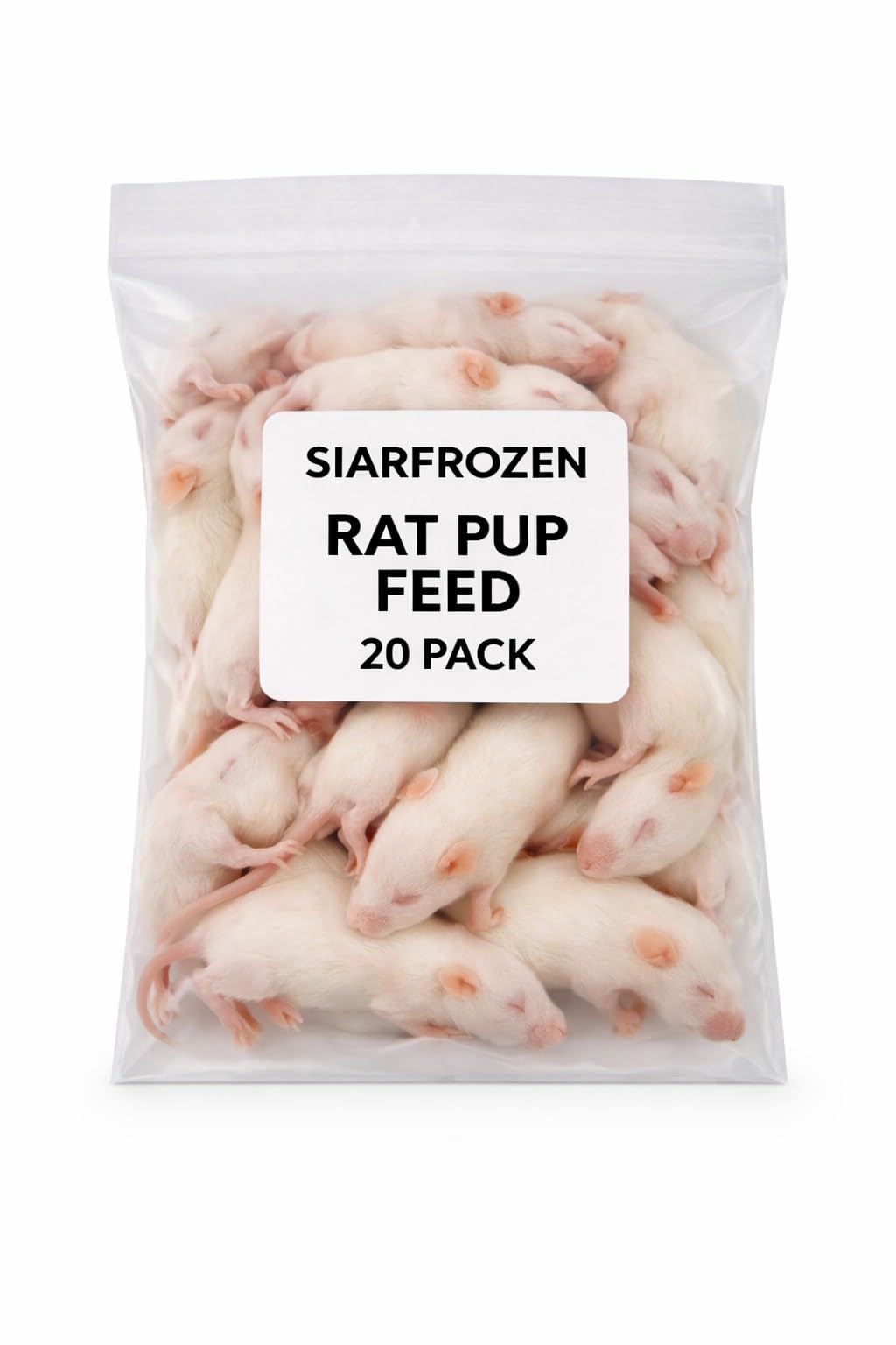 SiarFrozen Rat Pup Feed – 20 Pack | Small Frozen Food for Snakes, Reptiles & Birds of Prey | Clean, Consistent & Well-Prepared