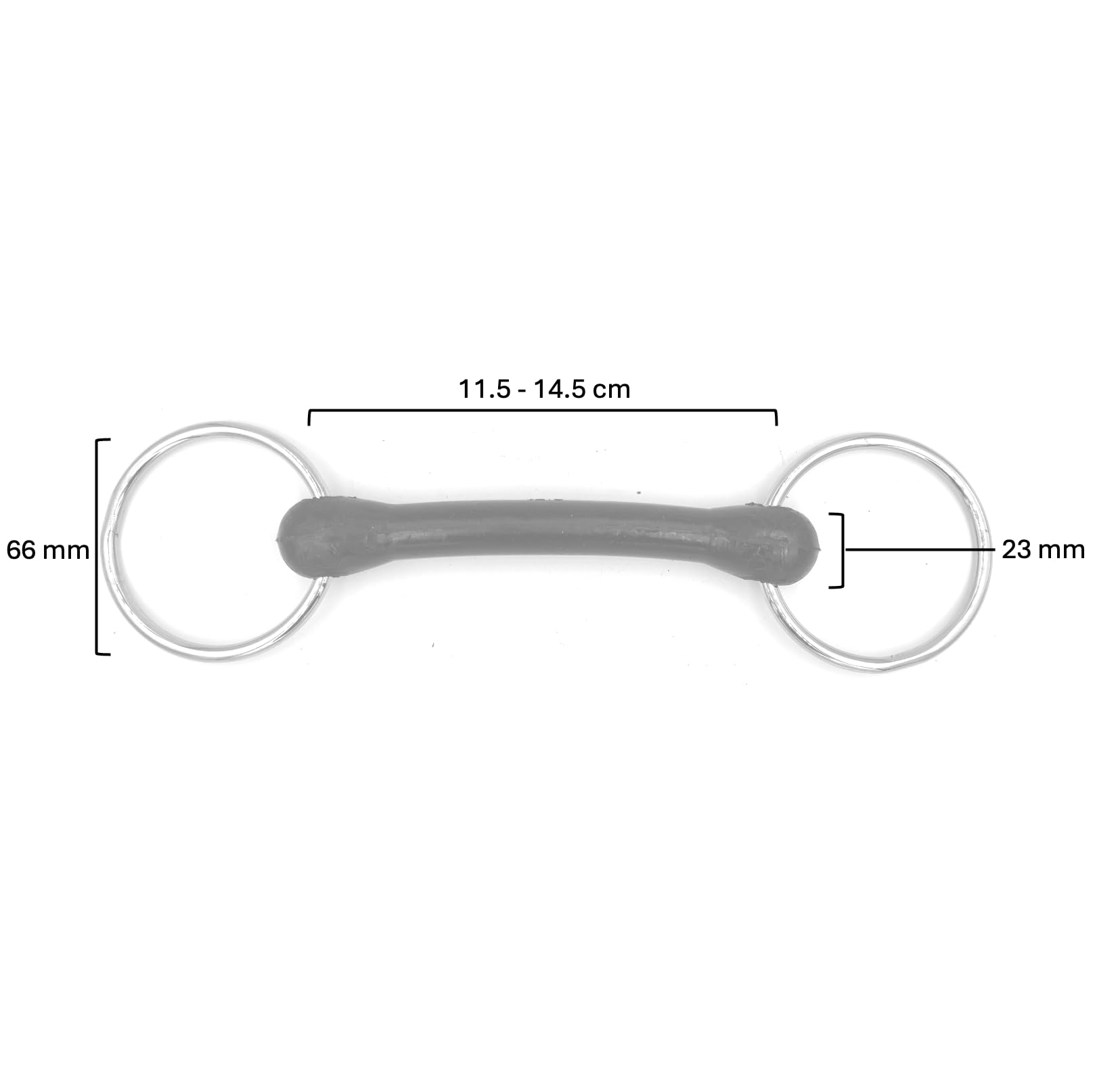 ES0101 Gebiss Wassertrense Stangengebiss Flexibel Gummi Stange Ringdurchmesser 65 mm Gebissstärke 23 mm (12.5 cm)