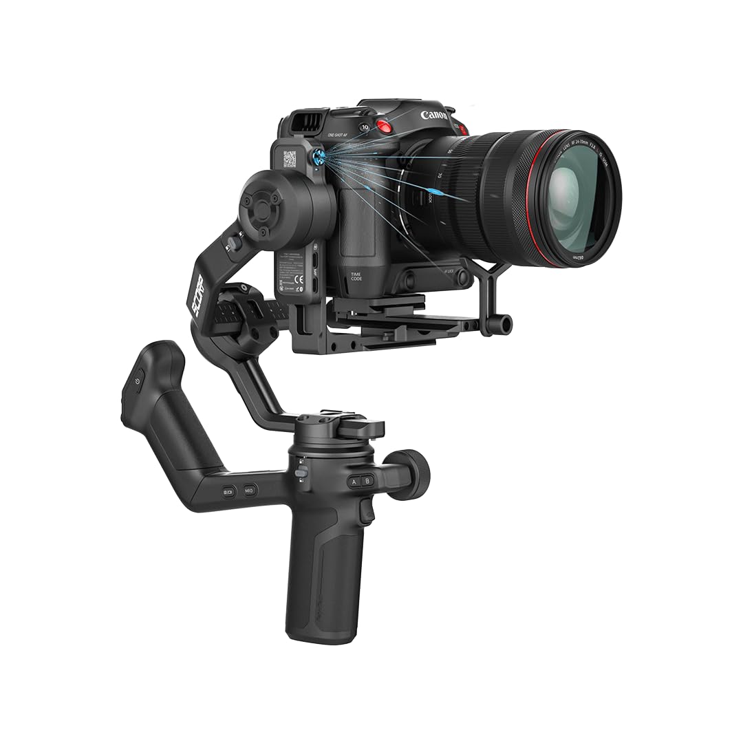 Estabilizador de câmera SCORP 3,função de rastreamento AI 4.0, Capacidade de Carga de 3,5 kg, Alça Removível, Função de Iluminação Auxiliar e Compatível com Câmeras Mirrorless e DSLR