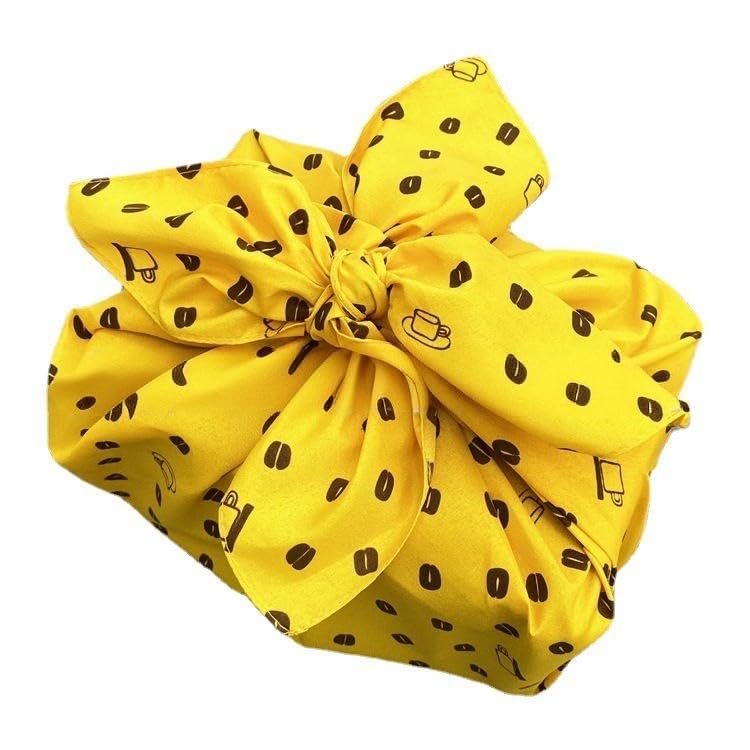 Japan Wrap The Cloth Cotton Line, 10 szt. 70 * 70 cm Żółte ziarna kawy wielokrotnego użytku ściereczka do pakowania(70 * 70cm Orange)