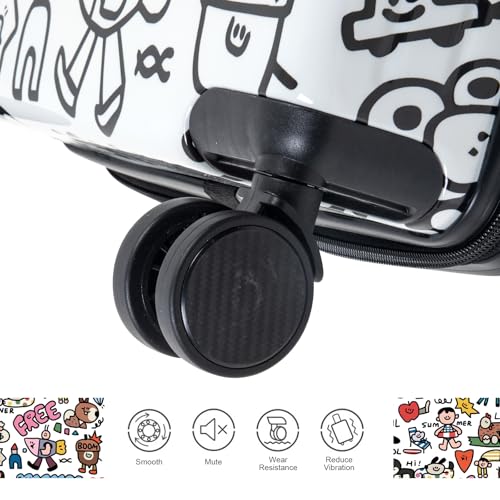 Apelila DIY Coloring Ride On Suitcase for Kids Ages 4-8, 22 Inch Graffiti Rolling Luggage with Spinner Wheels & Safety Belt, Lightweight Travel Checked Suitcase with Combination Lock