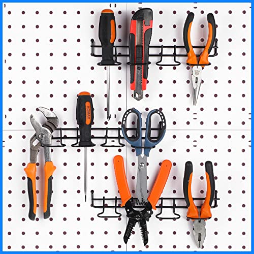Coume 4 Pieces Pegboard Pliers Holders, Stainless Steel Pegboard Hooks Accessories Shelving Display Hooks Multi Ring Tool Holders Four Tool Multi Tool Organizer Racks For Shop Store Supermarket thumb #4