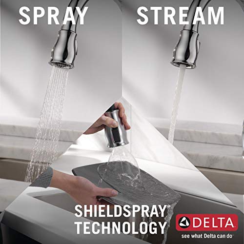 Delta Faucet Leland Single-Handle Kitchen Sink Faucet with Pull Down Sprayer, ShieldSpray Technology and Magnetic Docking Spray Head, Chrome 9178-DST