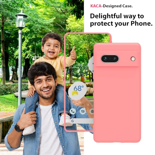 Image of KACA Silicone Back Case for Google Pixel 7a, Soft-Touch, Shockproof Phone Back Cover for Google Pixel 7a (Pink)