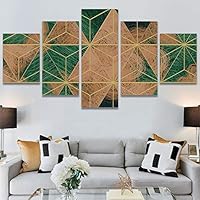 SIGNWIN 5 Panel Canvas Wall Art Modern Art Contemporary Dramatic Geometric Mixed Media Multicolor Patterns for Home Decorations Ready to Hang - 60