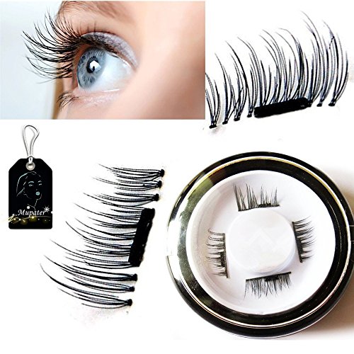 Mupater New False Magnetic Eyelashes, 3D Reusable Magnetic Fake Eyelashes, 0.02mm Ultra-thin (1 Pair 4 Pieces)
